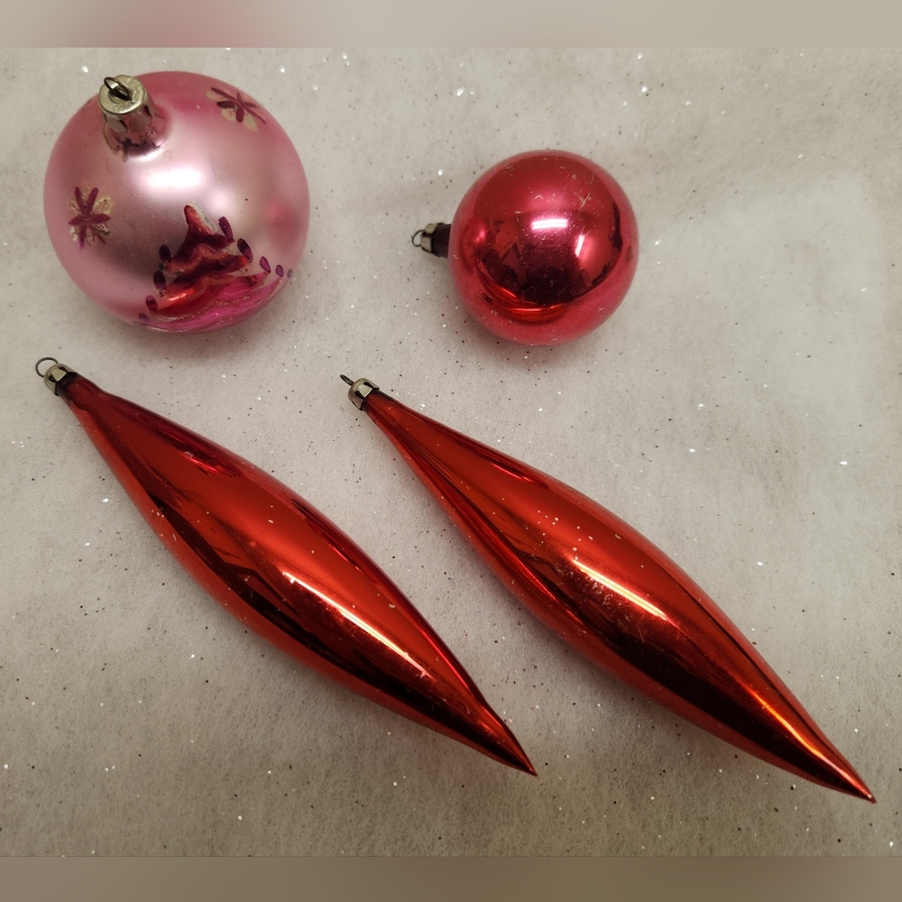 Vintage Mercury Glass Ornament Set